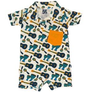 Kickee Pants Bamboo Baby Romper 6–12M Guitar Drum Print
